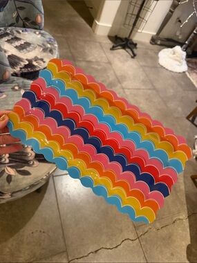 Packed Party Colorful Scalloped Rainbow Serving Tray
